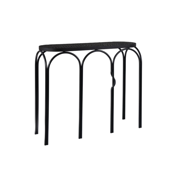 Elegancki stolik konsolowy ARCADE w nowoczesnym stylu w ujęciu geometrycznym na białym tle